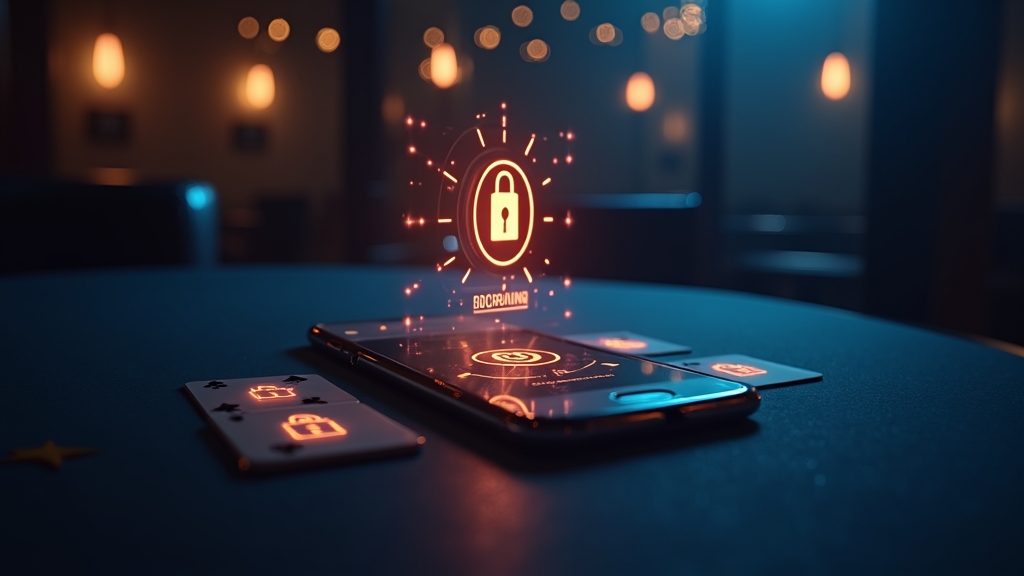 Smartphone login screen with secure access and biometric unlock in a casino setting