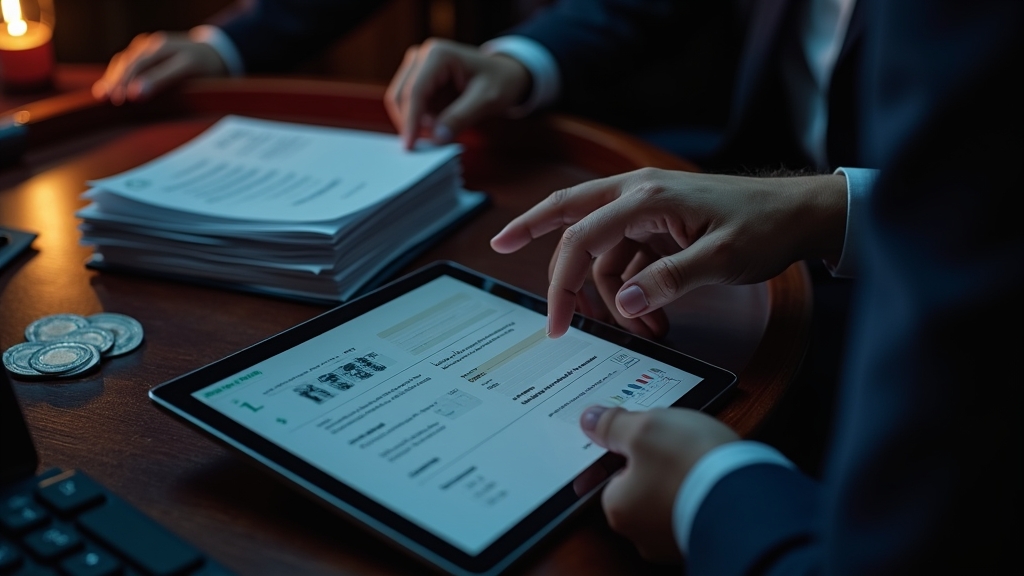 Player checking payment limits and verification documents in a dark casino scene