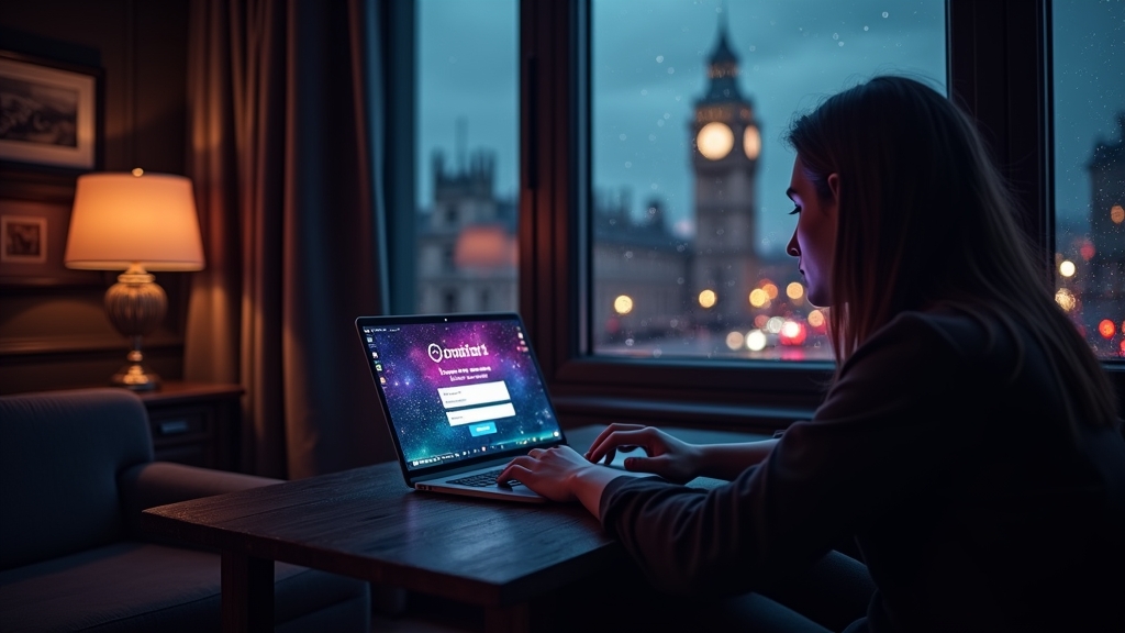 A British player signing into a casino account on a laptop at night